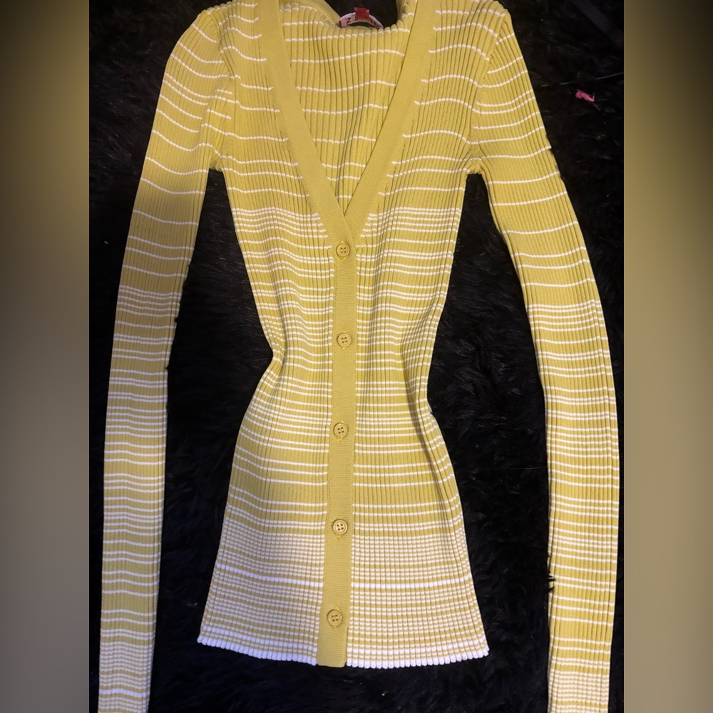 staud green striped long sleeve